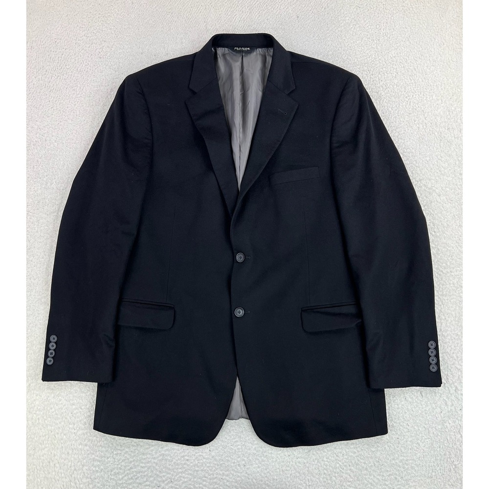 Jos A Bank Blazer Mens 46L Black 100% Cashmere Signature Collection 2 Button